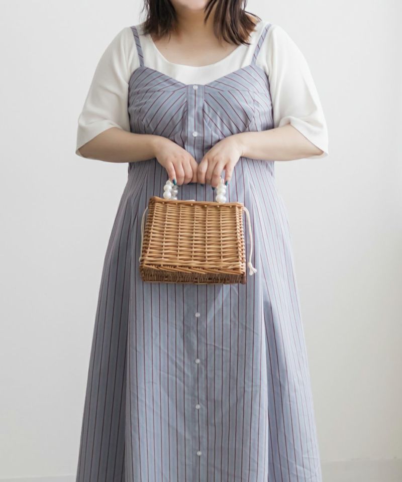 CLETTE ストライプ フロントボタン キャミワンピース CLETTEオリジナル☆フロントボタンキャミワンピース | 大きい