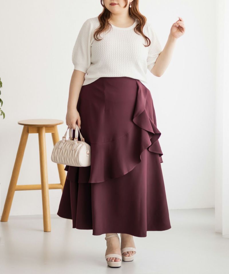 美品✨ブルネロクチネリ　アシンメトリーチュールラップスカート　ブラウン　42 y7131_12.jpg