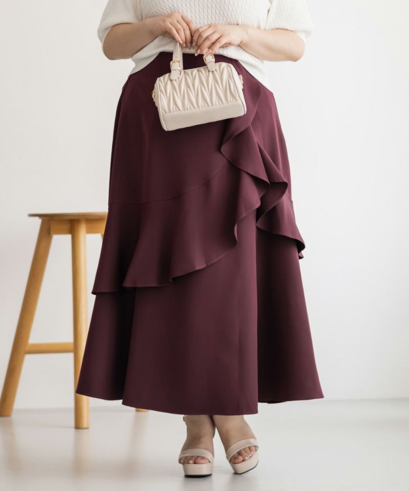 美品✨ブルネロクチネリ　アシンメトリーチュールラップスカート　ブラウン　42 ドットチュールロングスカート - ベルーナ【公式】