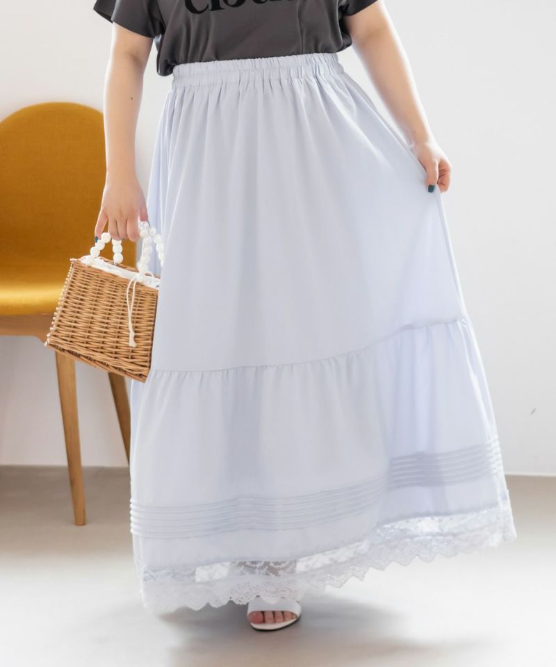 CLETTEオリジナル☆裾レースギャザースカート | 大きいサイズ