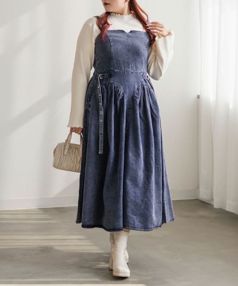 Kotmomです。 CLETTEオリジナル☆サイドベルトデニムジャンスカ | 大きいサイズ