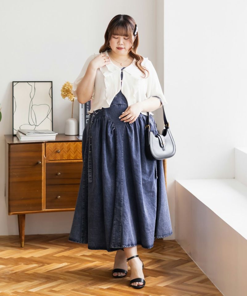 CLETTEオリジナル☆サイドベルトデニムジャンスカ | 大きいサイズ