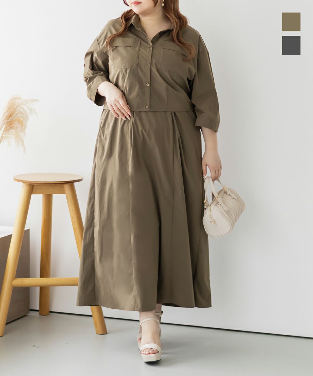 ポケットデザインシャツ＆キャミワンピースセット | 大きいサイズ  