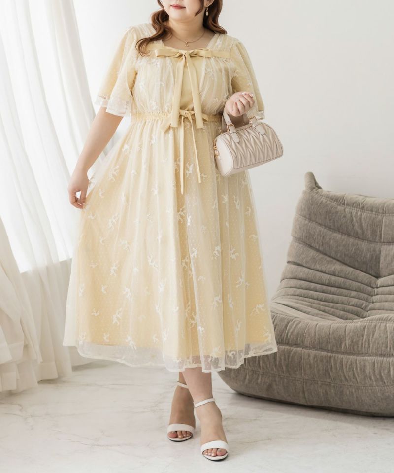 CLETTEオリジナル☆2WAY花柄チュールワンピース | 大きいサイズ