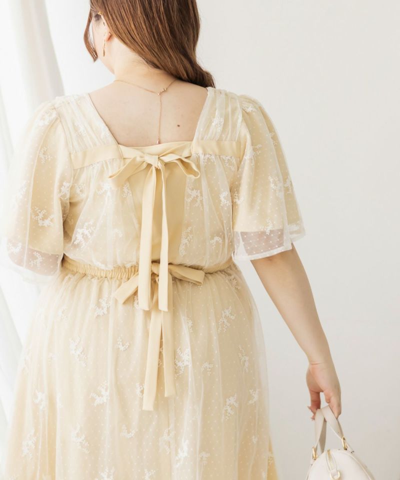 CLETTEオリジナル☆2WAY花柄チュールワンピース | 大きいサイズ