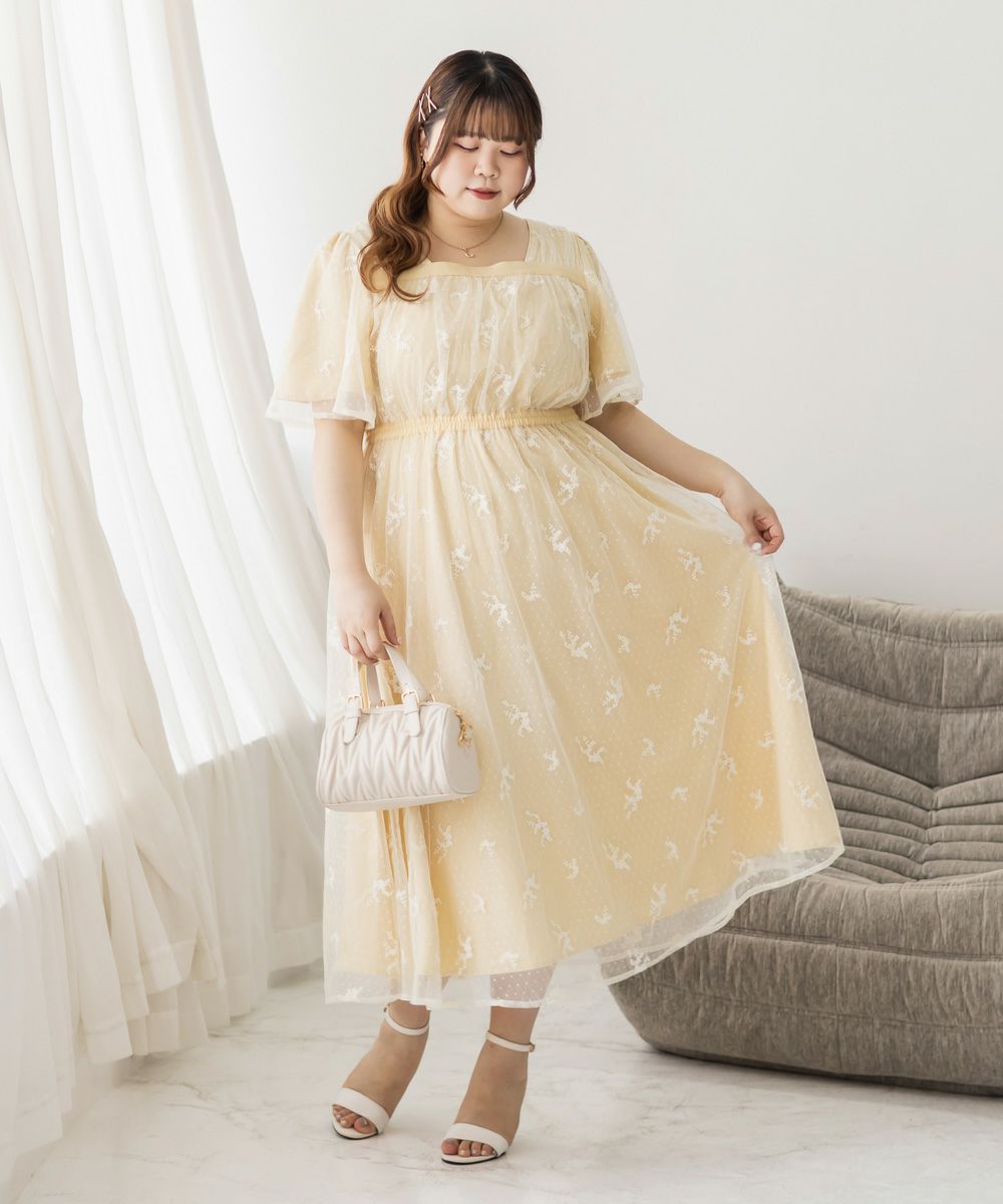 CLETTEオリジナル☆2WAY花柄チュールワンピース | 大きいサイズ