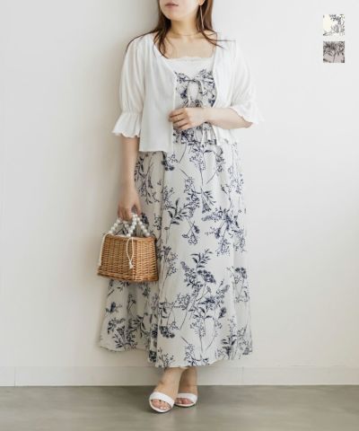 CLETTEオリジナル　ぼかし花柄フリルワンピース CLETTEオリジナル☆シアー花柄フリルワンピース | 大きいサイズ