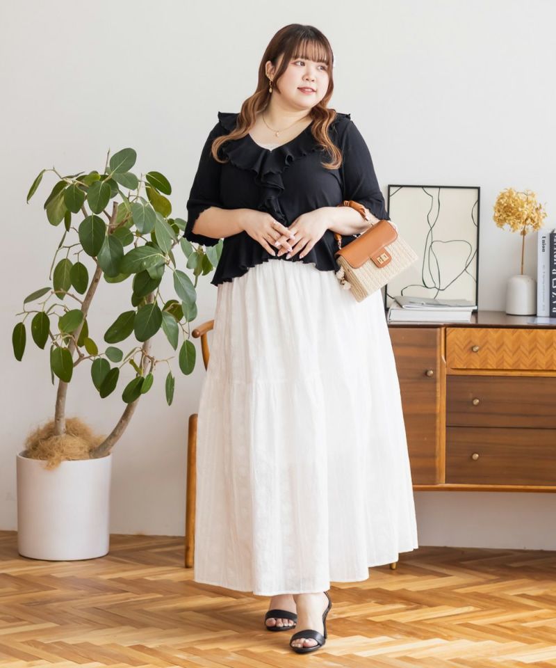 ★Yue★レース刺繍スカート　Mサイズ　送料込み！ 刺繍ティアードレーススカート | 大きいサイズ レディース専門店