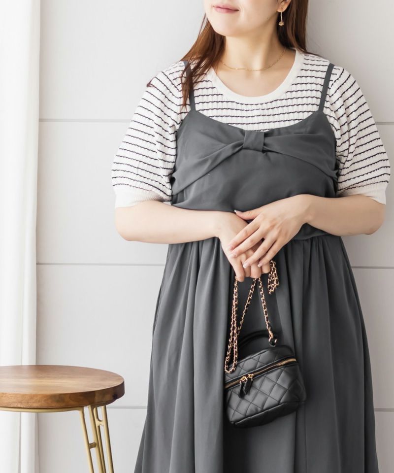 CLETTEオリジナルリボンデザインキャミワンピース | 大きいサイズ