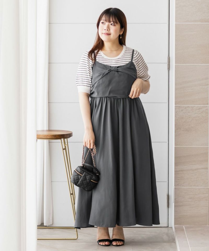 CLETTEオリジナルリボンデザインキャミワンピース | 大きいサイズ