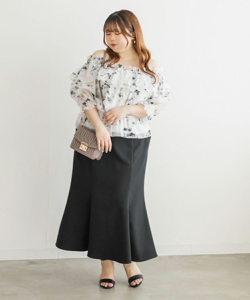 大きいサイズ レディース オフショル花柄ブラウス オフショル花柄ブラウス | 大きいサイズ レディース専門店