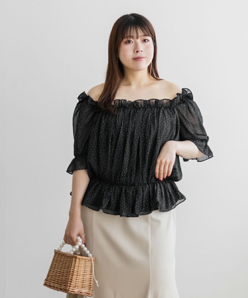 ブラウス シャツ ドットギャザーデザイントップス レディース NOLLEY'S ブラウス シャツ ドットギャザーショート丈ブラウス