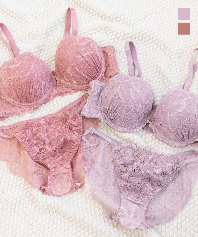 リュクスレースフロントホックブラジャー＆ショーツセット | 大きい