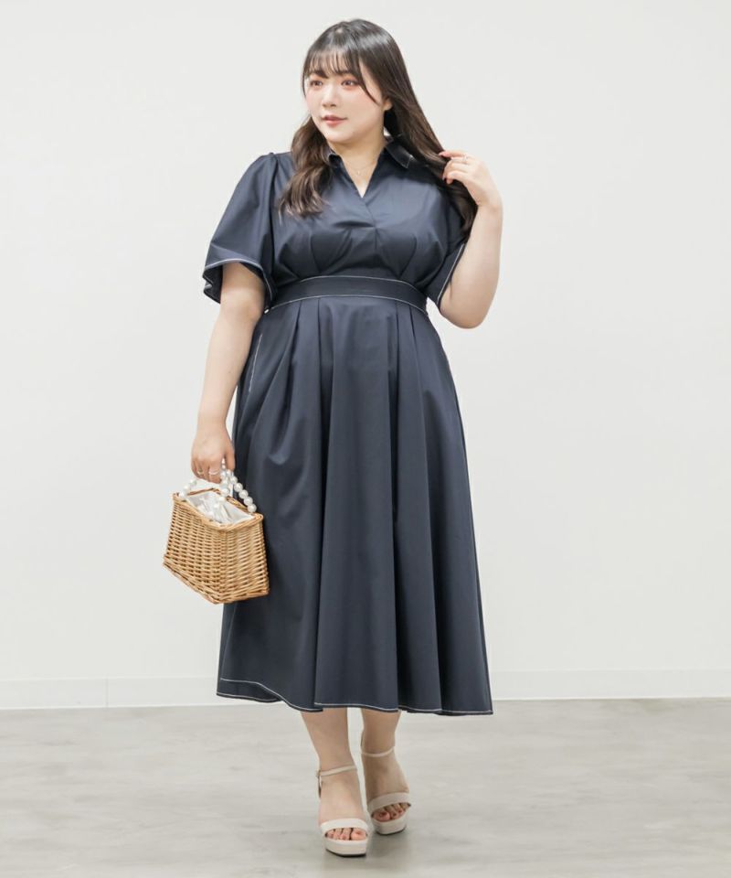 Clette クレット ワンピース CLETTEオリジナル☆レース襟ワンピース | 大きいサイズ
