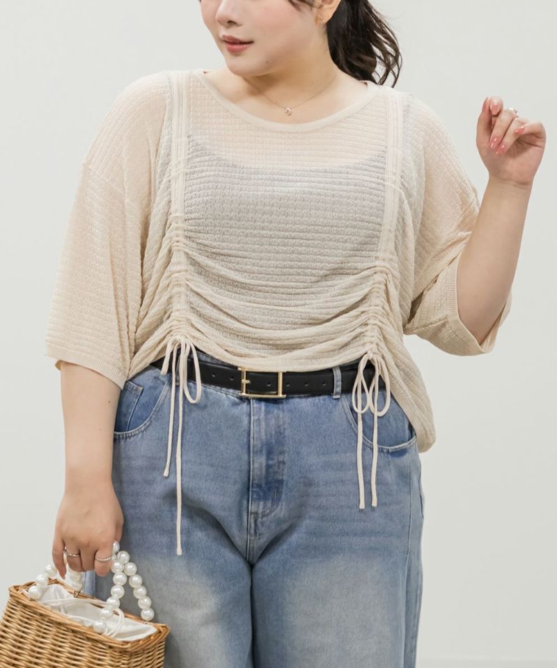 大きいサイズ レディース クレット　3L　4L　大きいサイズ　透け　羽織　セットアップ　アンサンブル　キャミソール　シャーリング　トップス 大きいサイズ レディース クレット 大きいサイズ ぽっちゃり
