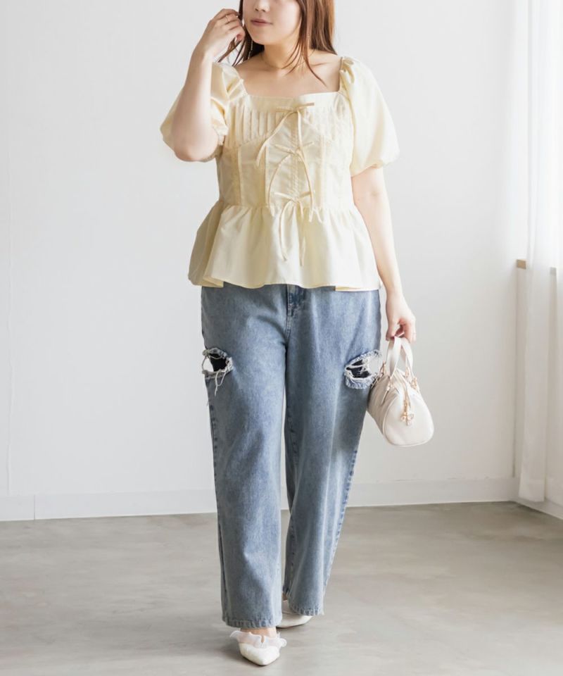 かぐれ ピグメントダイピンタックブラウス トップス ブラウス グレー