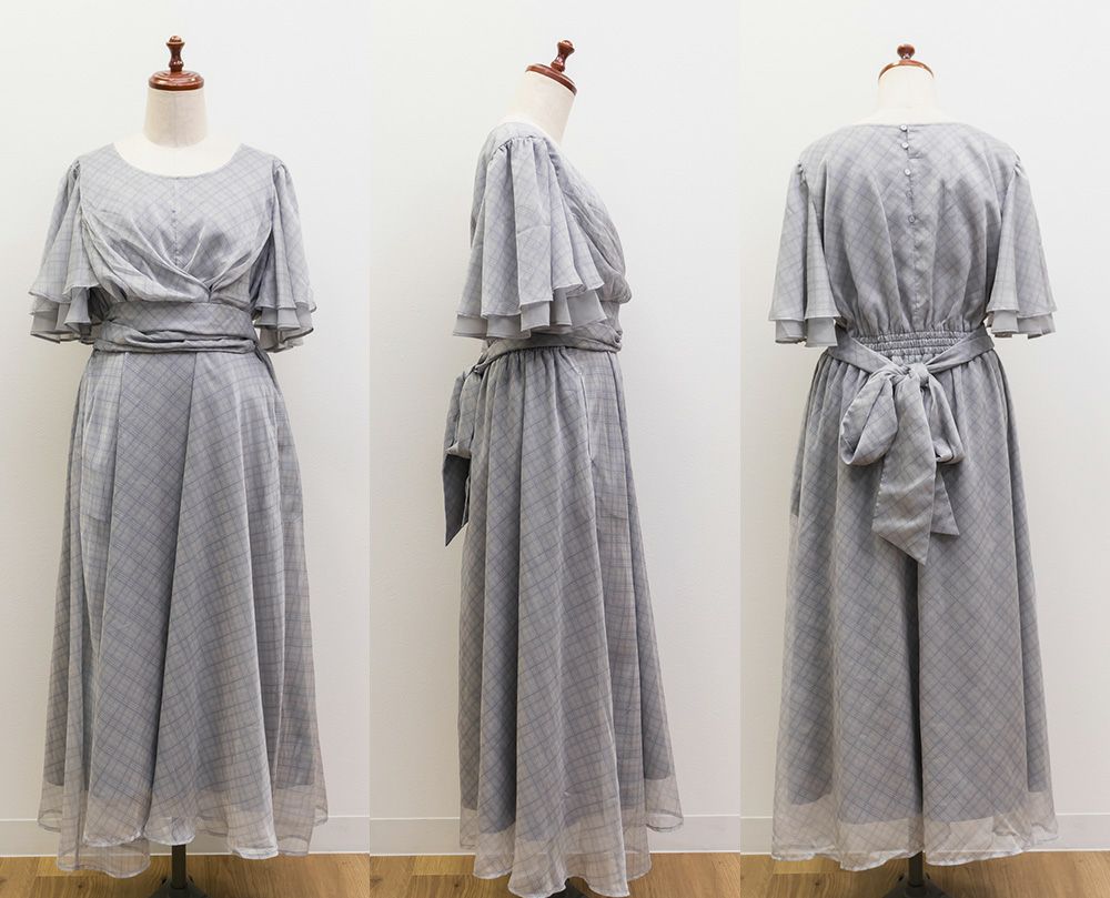 CLETTEオリジナルシアーチェックウエストリボンワンピース | 大きい