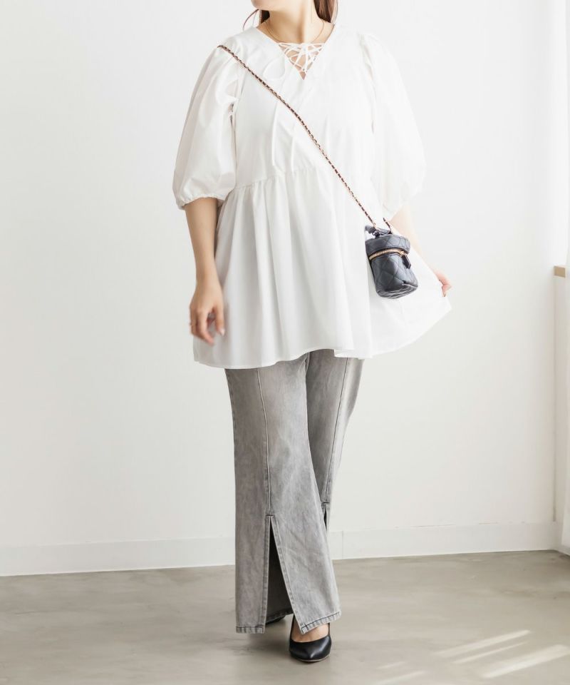 前後2WAYバルーンスリーブブラウス | 大きいサイズ レディース