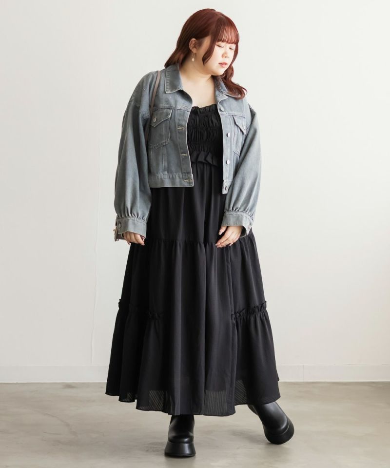 CLETTEオリジナルフリルデザインシャーリングキャミワンピース