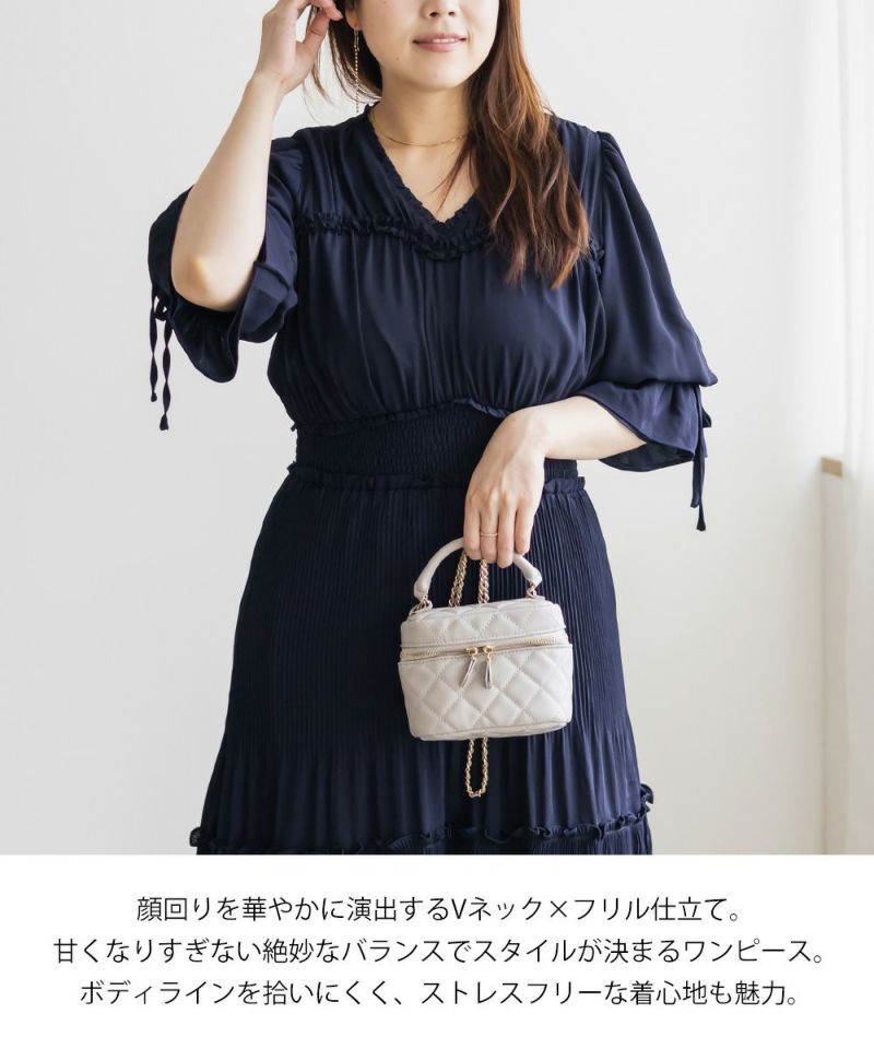 CLETTEオリジナルフリル使いプリーツワンピース | 大きいサイズ