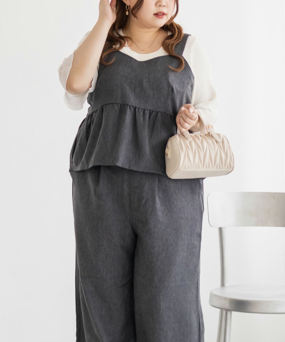 デニムライクビスチェ＆パンツセットアップ | 大きいサイズ レディース