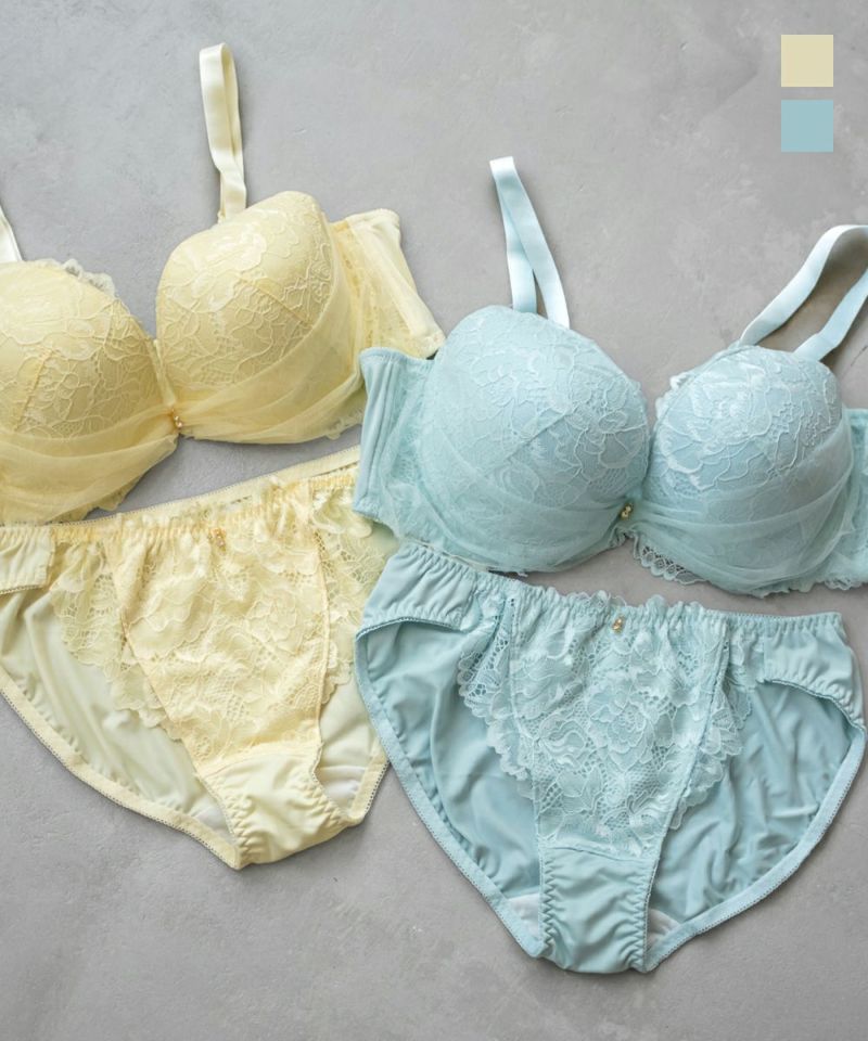 脇高ヴェールレーシーブラジャー＆ショーツセット | 大きい