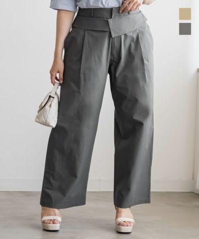 サイドタブストライプパンツ | 大きいサイズ レディース専門店 CLETTE