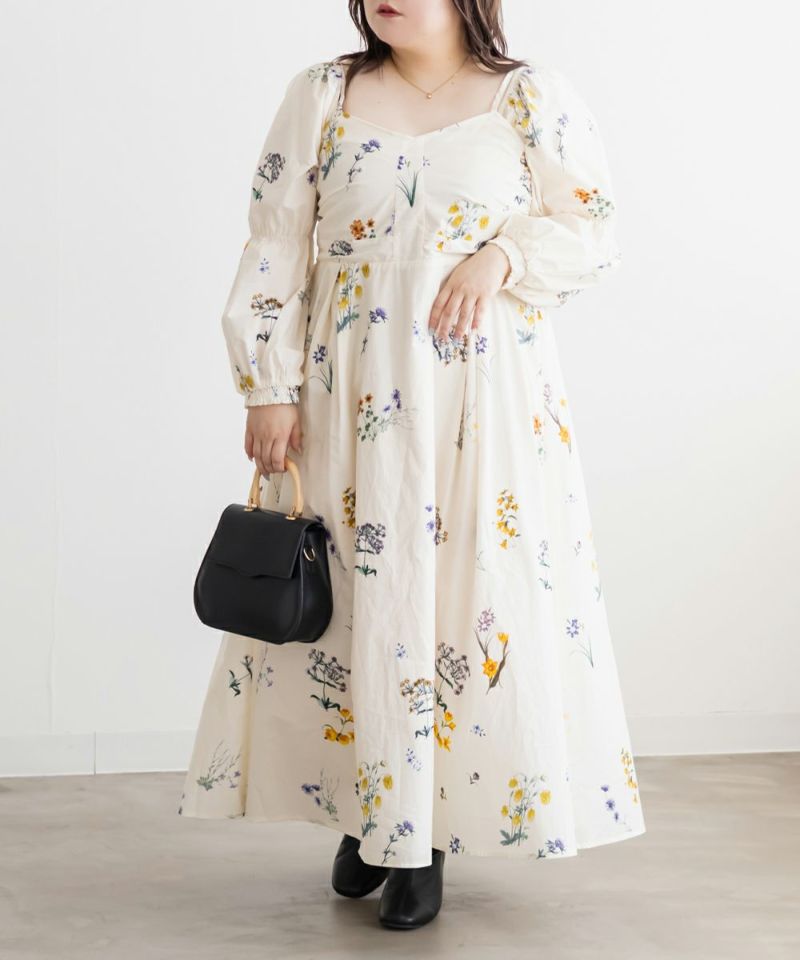 CLETTEオリジナル3WAYスリーブ花柄ロングワンピース | 大きいサイズ