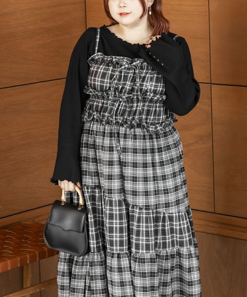 CLETTEオリジナルパッチワークチェックワンピース | 大きいサイズ
