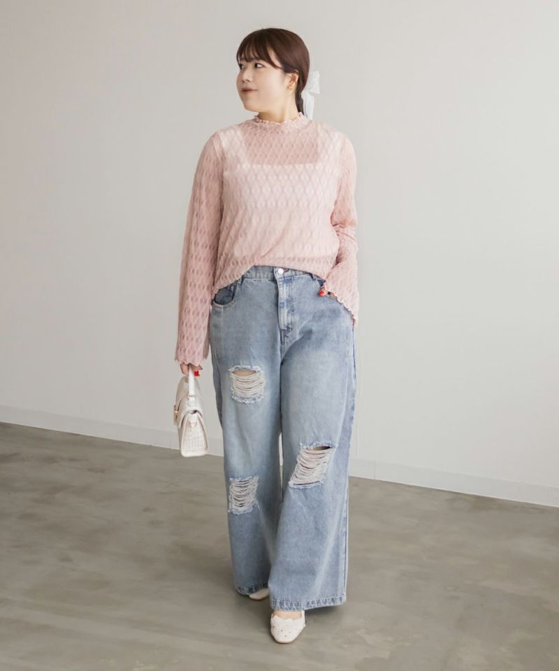 ぷ❤︎ ページ CLETTEオリジナルダイヤ柄シアープルオーバー | 大きいサイズ