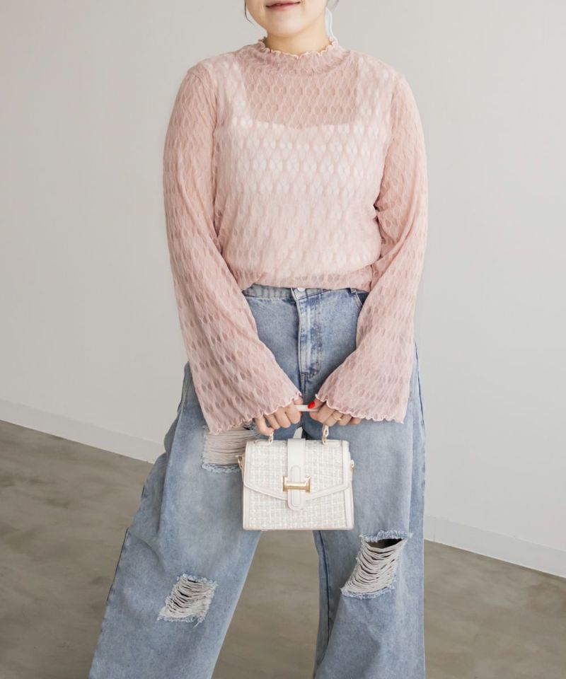 CLETTEオリジナルダイヤ柄シアープルオーバー | 大きいサイズ