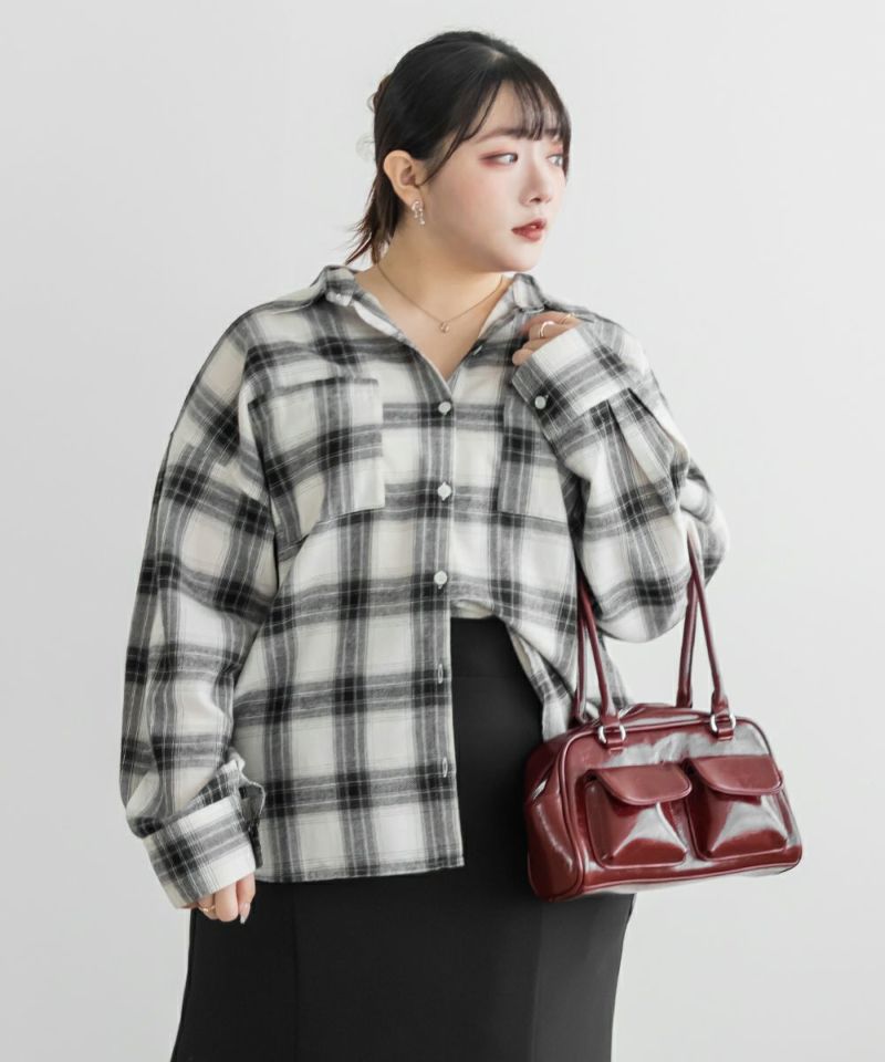 オーバーサイズチェック柄シャツ | 大きいサイズ レディース専門