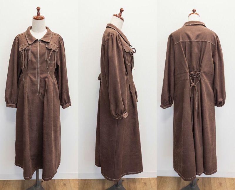 CLETTEオリジナル配色ステッチウエストタックワンピース | 大きい