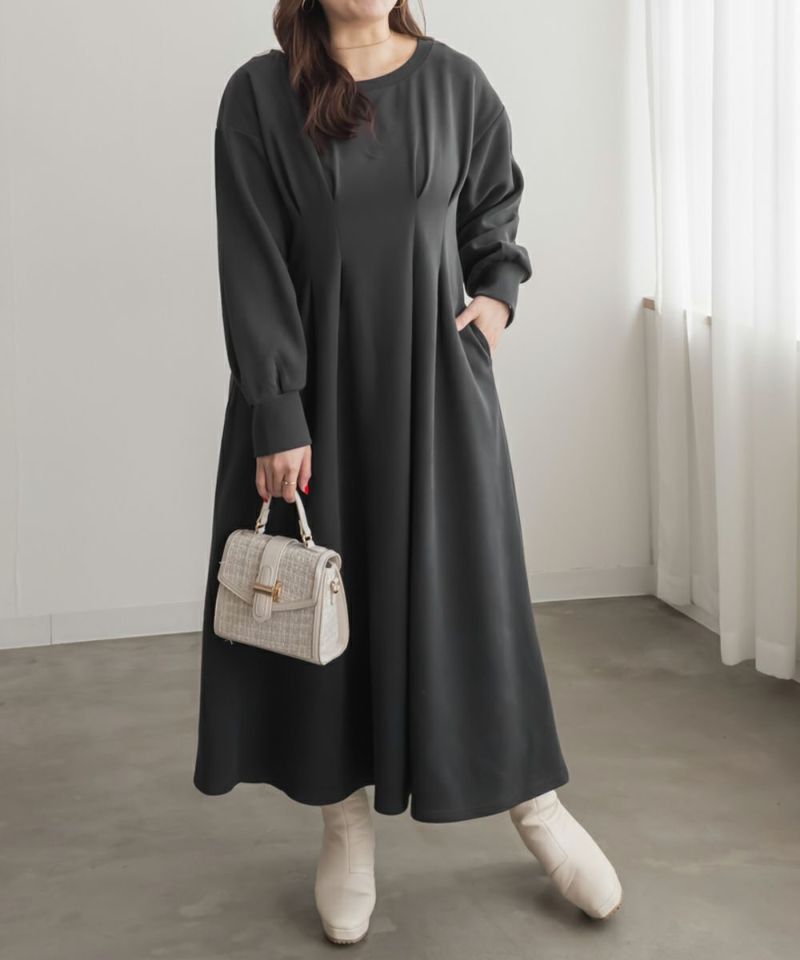 CLETTEオリジナルウエストタックロングワンピース | 大きいサイズ