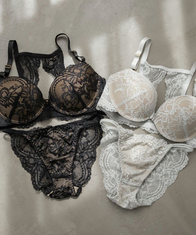 バックレースフロントホックブラジャー＆ショーツセット | 大きい