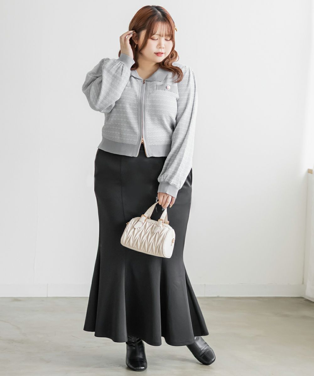 CLETTEオリジナルツイード風ジップニットカーディガン | 大きいサイズ