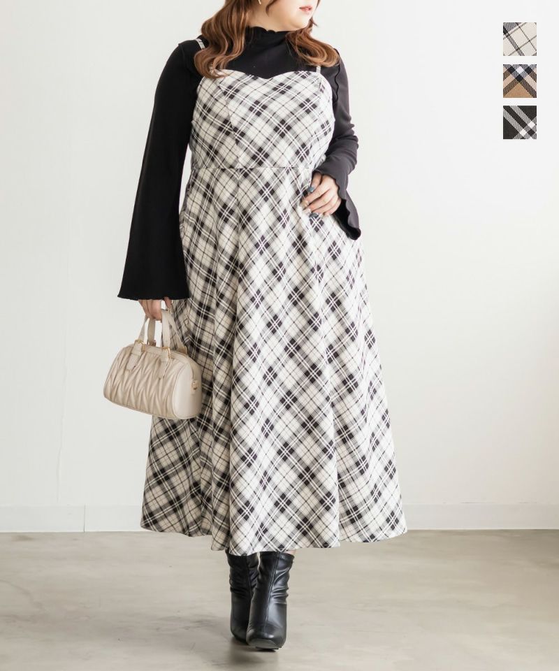 CLETTEオリジナルチェック柄キャミワンピース | 大きいサイズ
