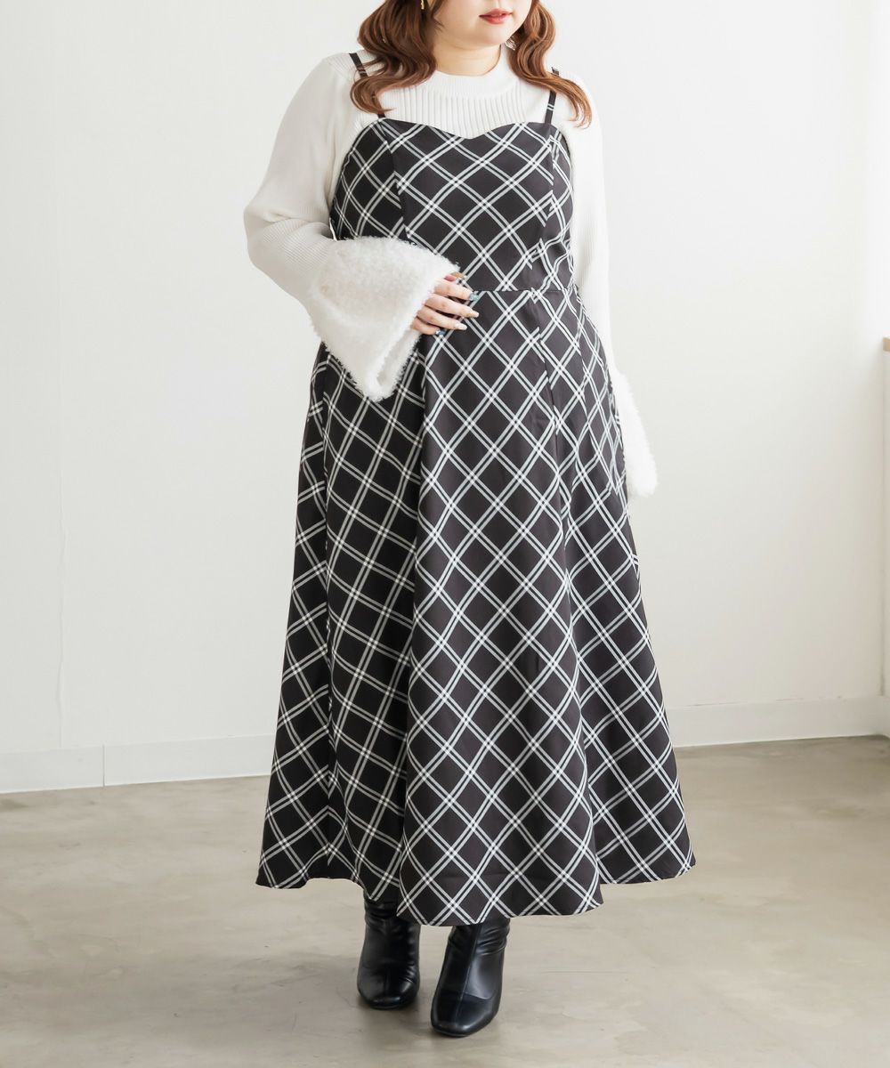 CLETTEオリジナルチェック柄キャミワンピース | 大きいサイズ