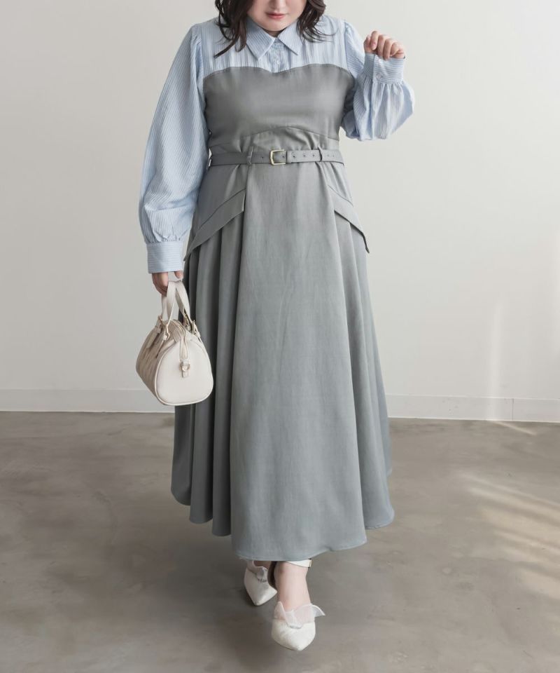 CLETTEオリジナルシャツドッキングベルト付きワンピース | 大きい