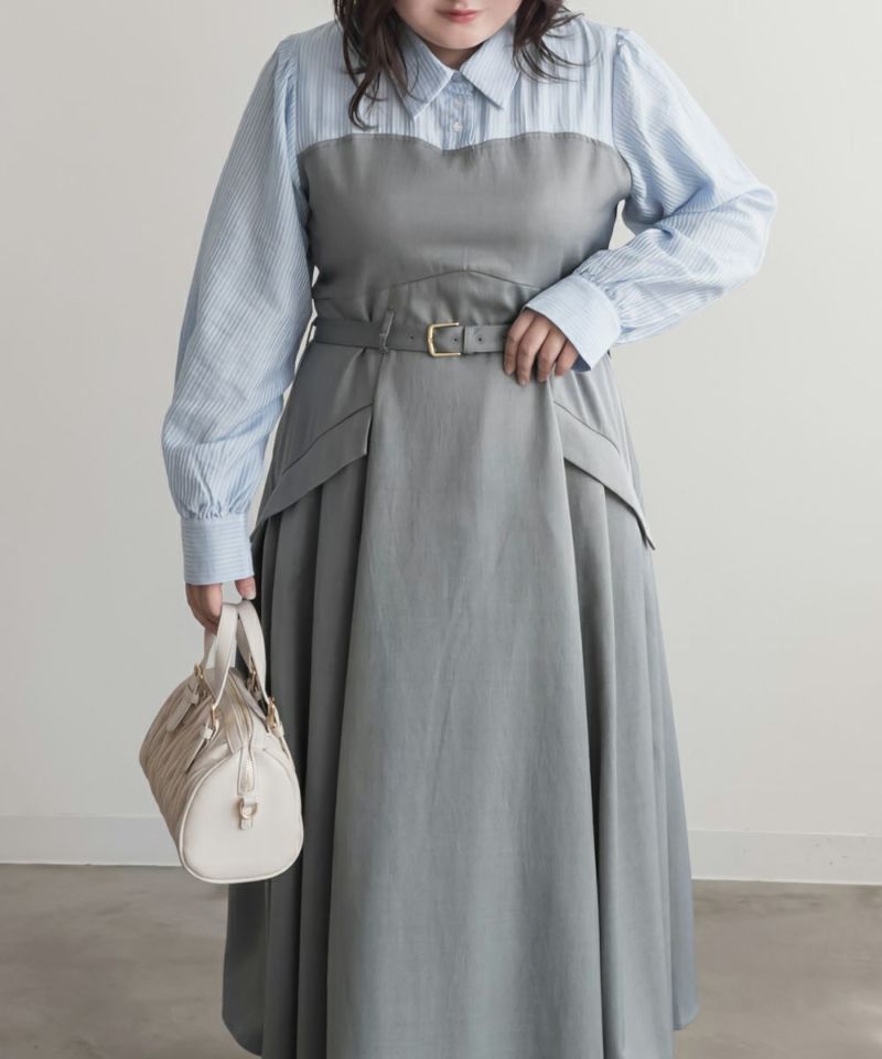 CLETTEオリジナルシャツドッキングベルト付きワンピース | 大きい
