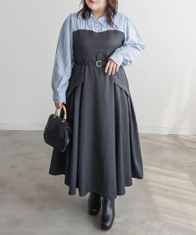 CLETTEオリジナルシャツドッキングベルト付きワンピース | 大きい