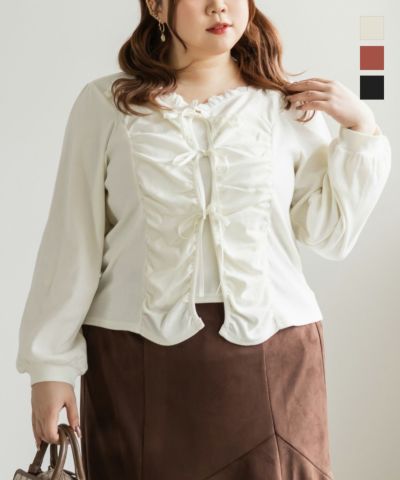 CLETTEオリジナルフロントリボンギャザーデザインカットソー | 大きい