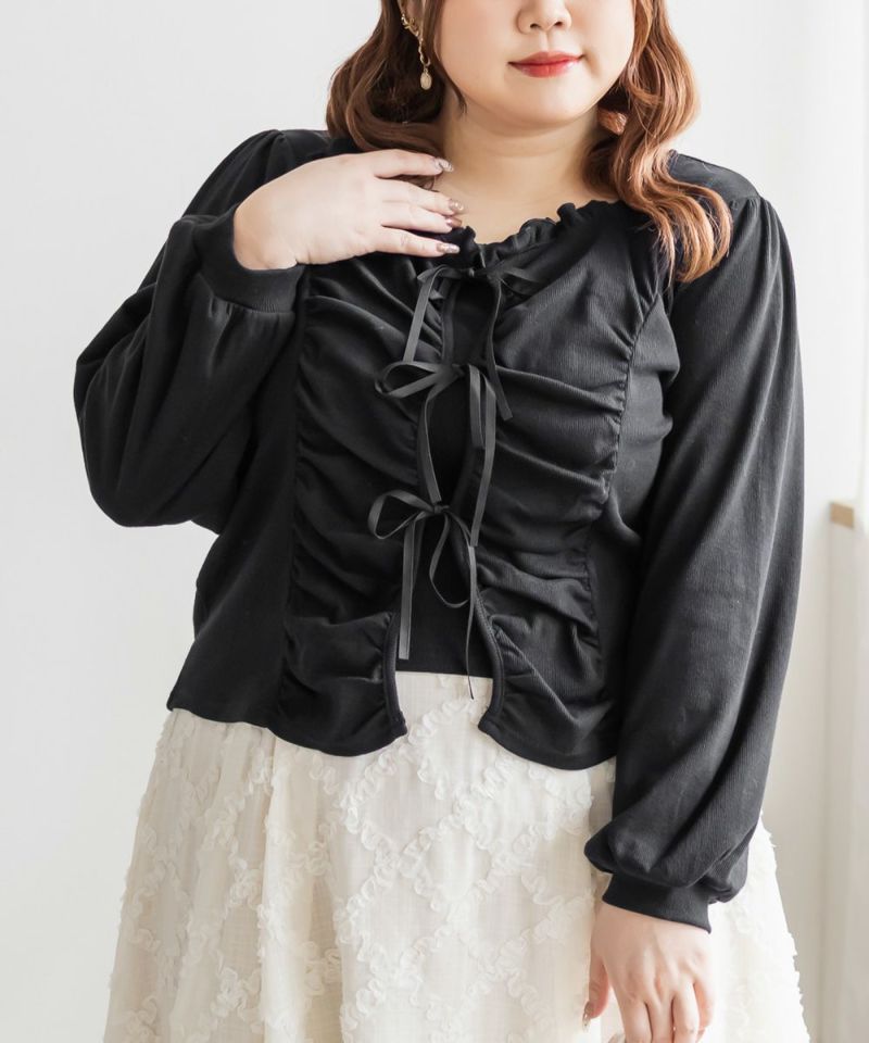 CLETTEオリジナルフロントリボンギャザーデザインカットソー | 大きい