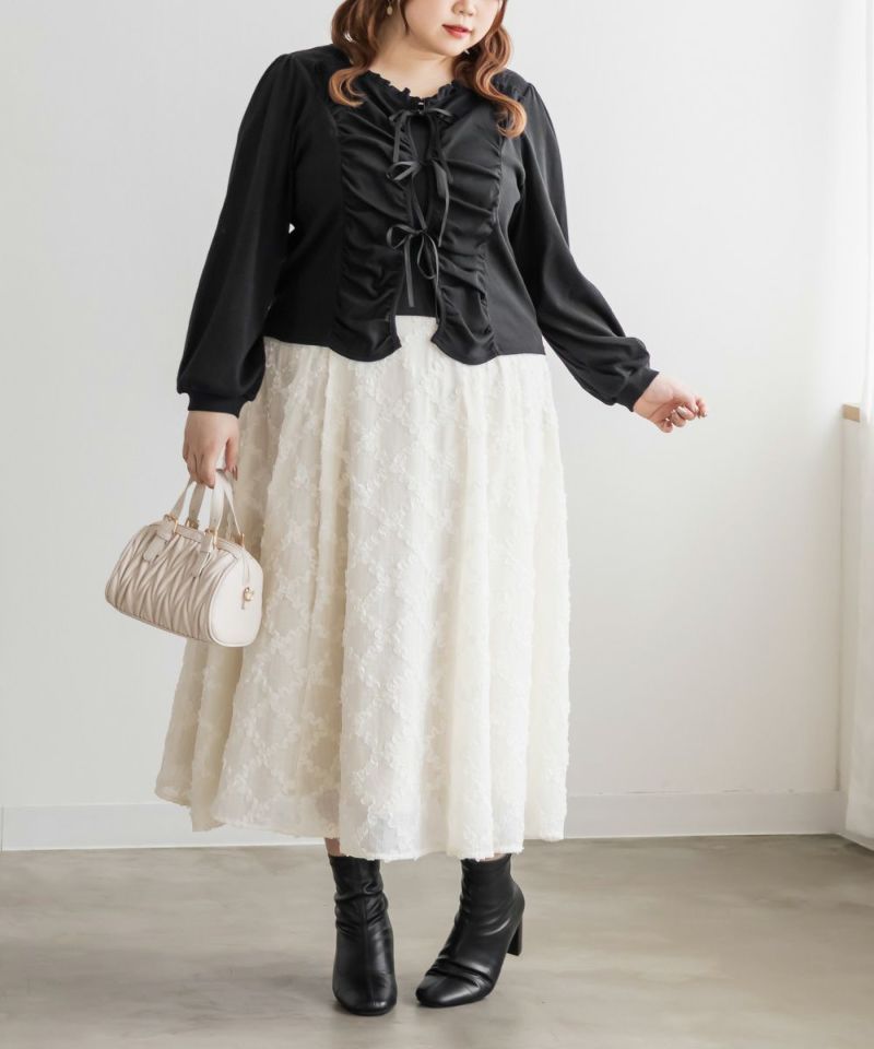 CLETTEオリジナルフロントリボンギャザーデザインカットソー | 大きい