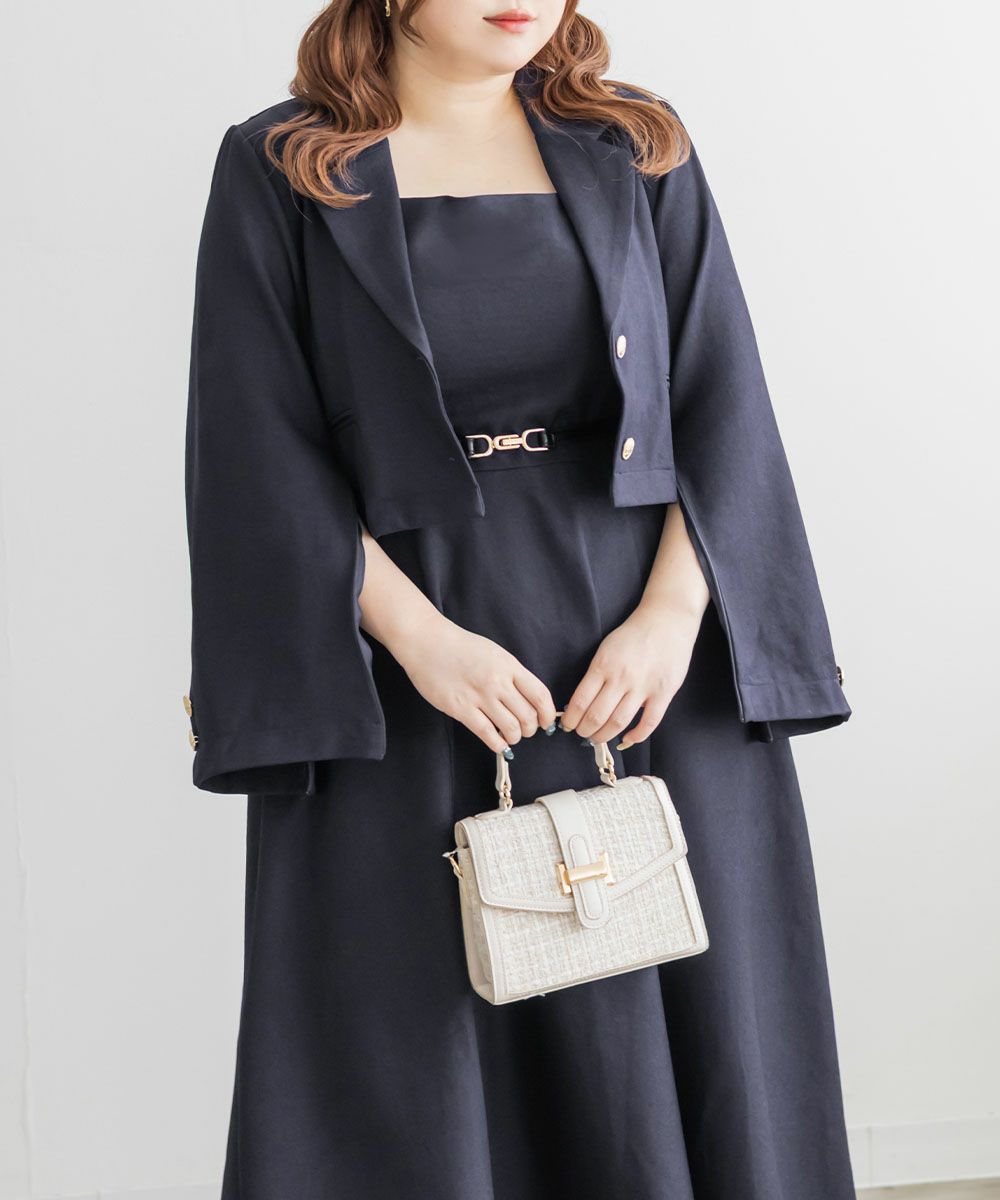 CLETTEオリジナルテーラードジャケット＆ベルト付きワンピースセット