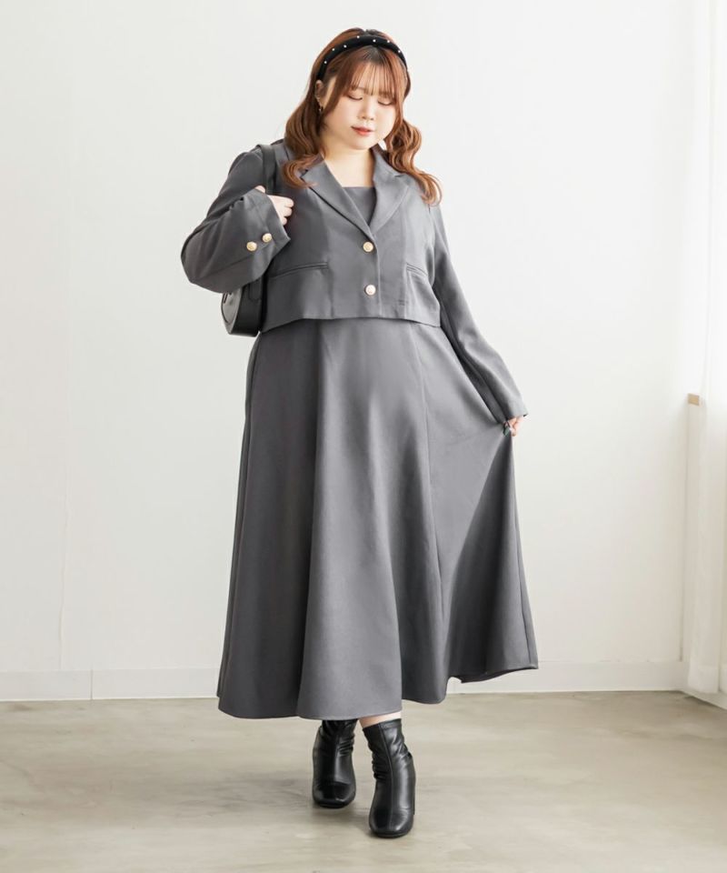 CLETTEオリジナルテーラードジャケット＆ベルト付きワンピースセット