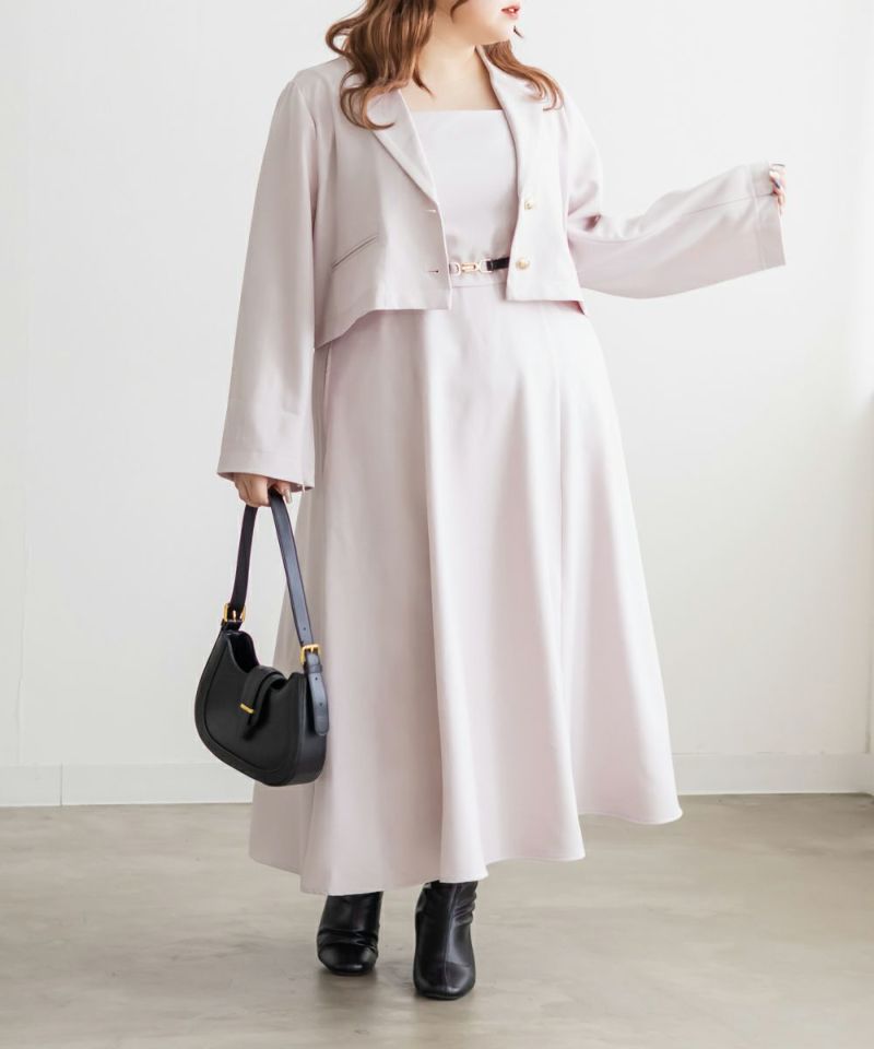 CLETTEオリジナルテーラードジャケット＆ベルト付きワンピースセット