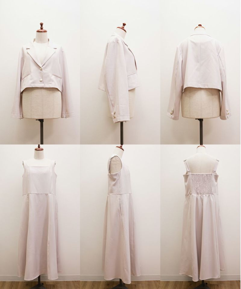 CLETTEオリジナルテーラードジャケット＆ベルト付きワンピースセット