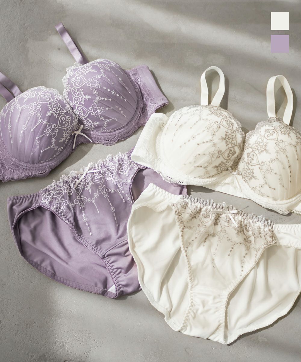 レース刺繍ブラジャー＆ショーツセット | 大きいサイズ レディース専門