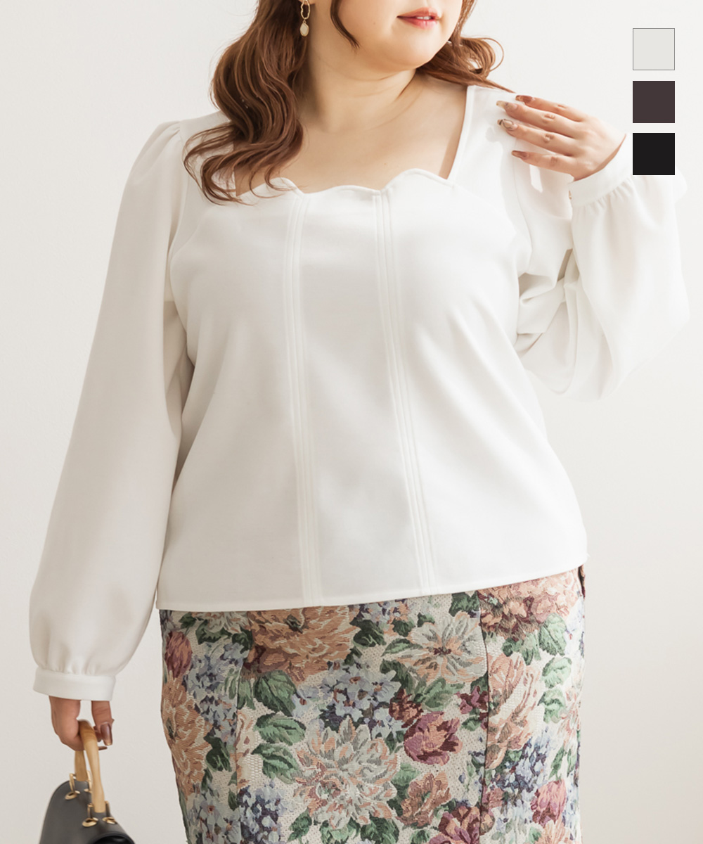 CLETTEオリジナルスカラップ襟長袖プルオーバー | 大きいサイズ